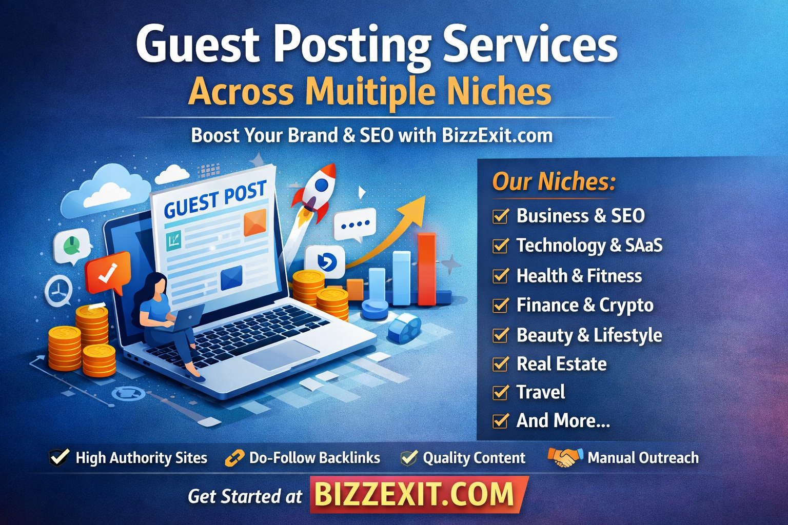 Guest Posting Services Across Multiple Niches – Grow Your Brand with Bizzexit