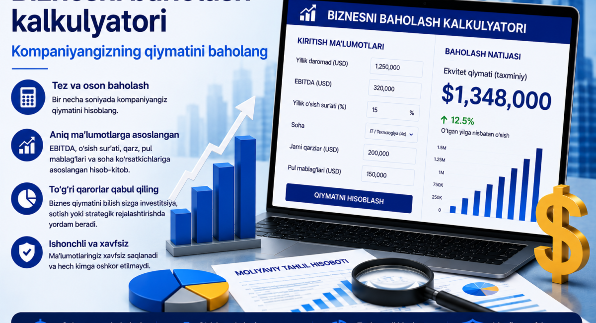 Biznesni baholash kalkulyatori – Kompaniyangizning qiymatini baholang