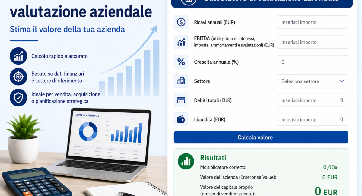 Calcolatore di valutazione aziendale – Stima il valore della tua azienda