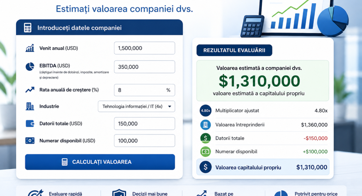 Calculator de evaluare a afacerii – Estimați valoarea companiei dvs.