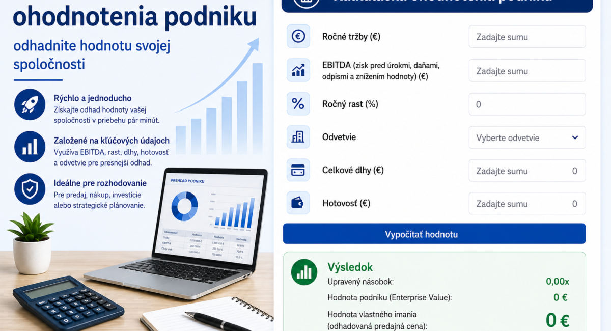 Kalkulačka ohodnotenia podniku – odhadnite hodnotu svojej spoločnosti