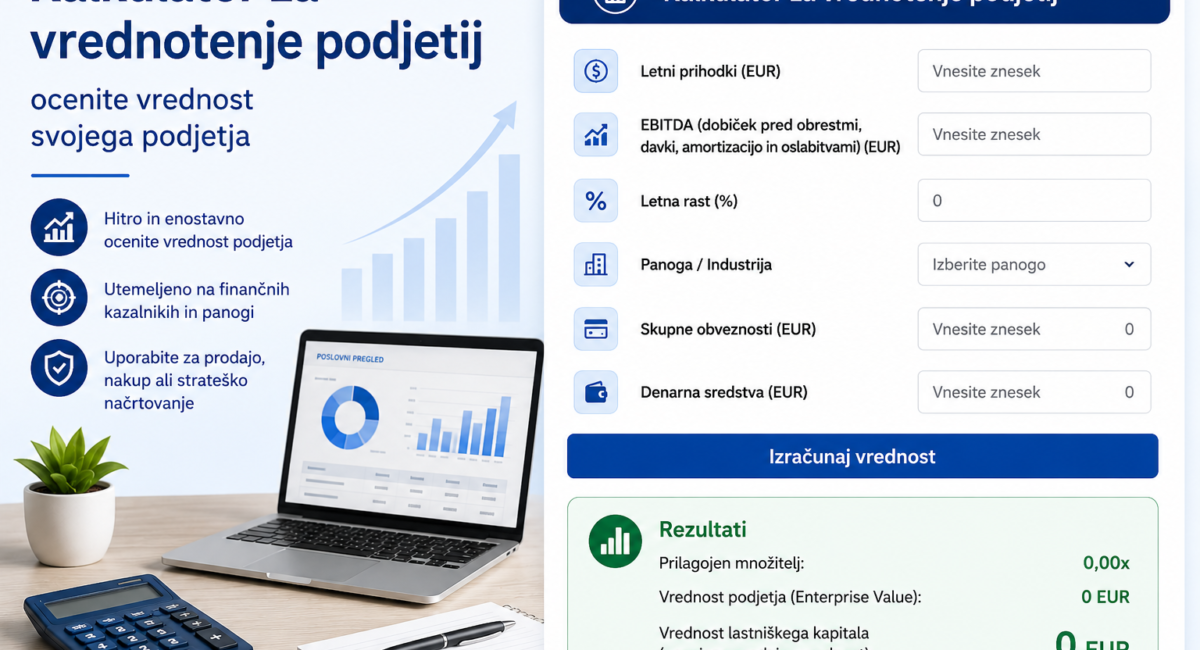 Kalkulator za vrednotenje podjetij – ocenite vrednost svojega podjetja