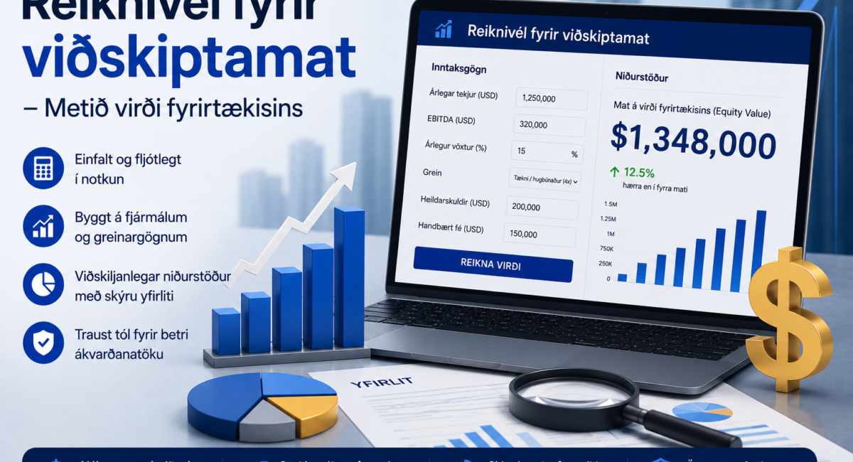 Reiknivél fyrir viðskiptamat – Metið virði fyrirtækisins