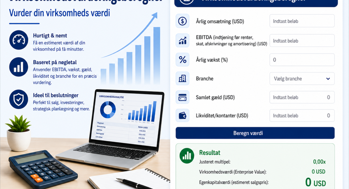Virksomhedsvurderingsberegner – Vurder din virksomheds værdi