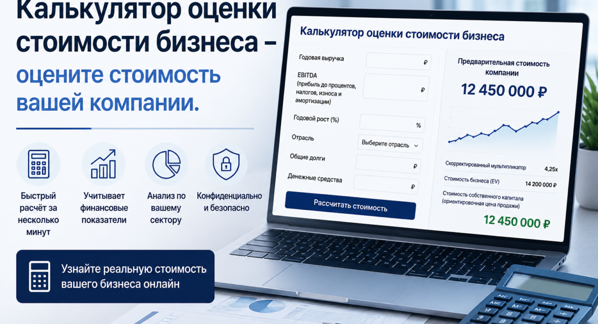 Калькулятор оценки стоимости бизнеса – оцените стоимость вашей компании.