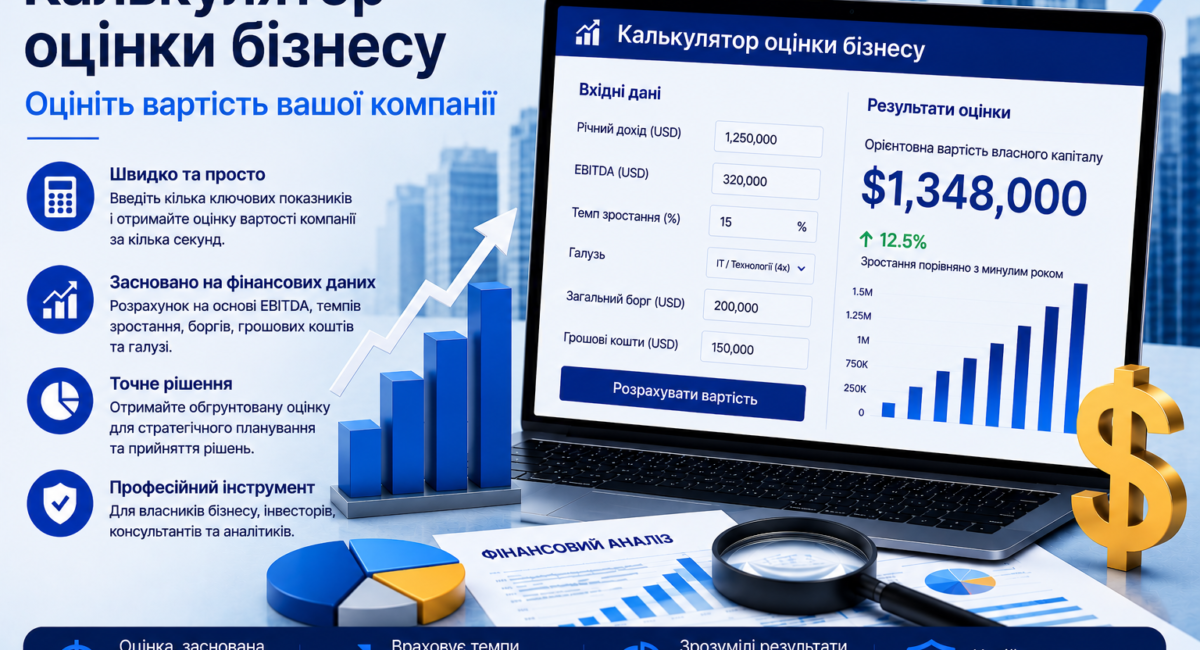 Калькулятор оцінки бізнесу – Оцініть вартість вашої компанії