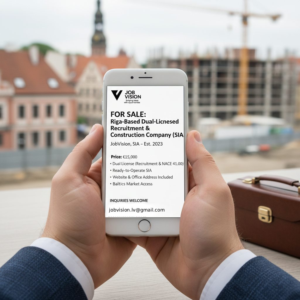 FOR SALE: Riga-Based Dual-Licensed Recruitment & Construction Company (SIA)