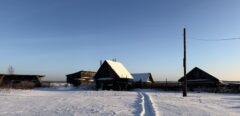 A house is for sale. A hangar, a plot of land for farming.