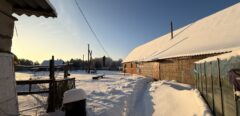 A house is for sale. A hangar, a plot of land for farming.