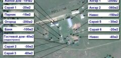 A house is for sale. A hangar, a plot of land for farming.